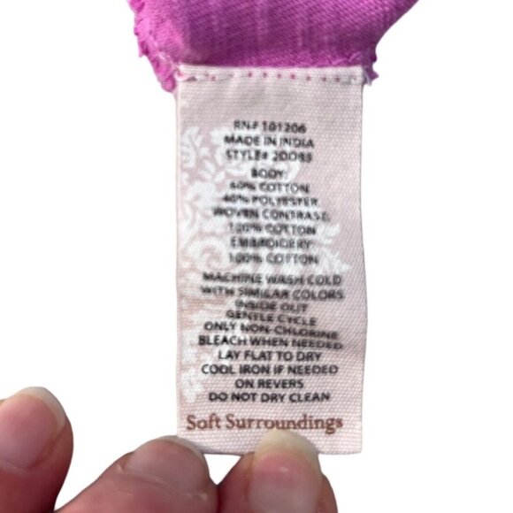 Soft Surroundings Pink Lace Panel Inset Cuffs Long Sleeve Tee Top Size XL - Picture 5 of 9